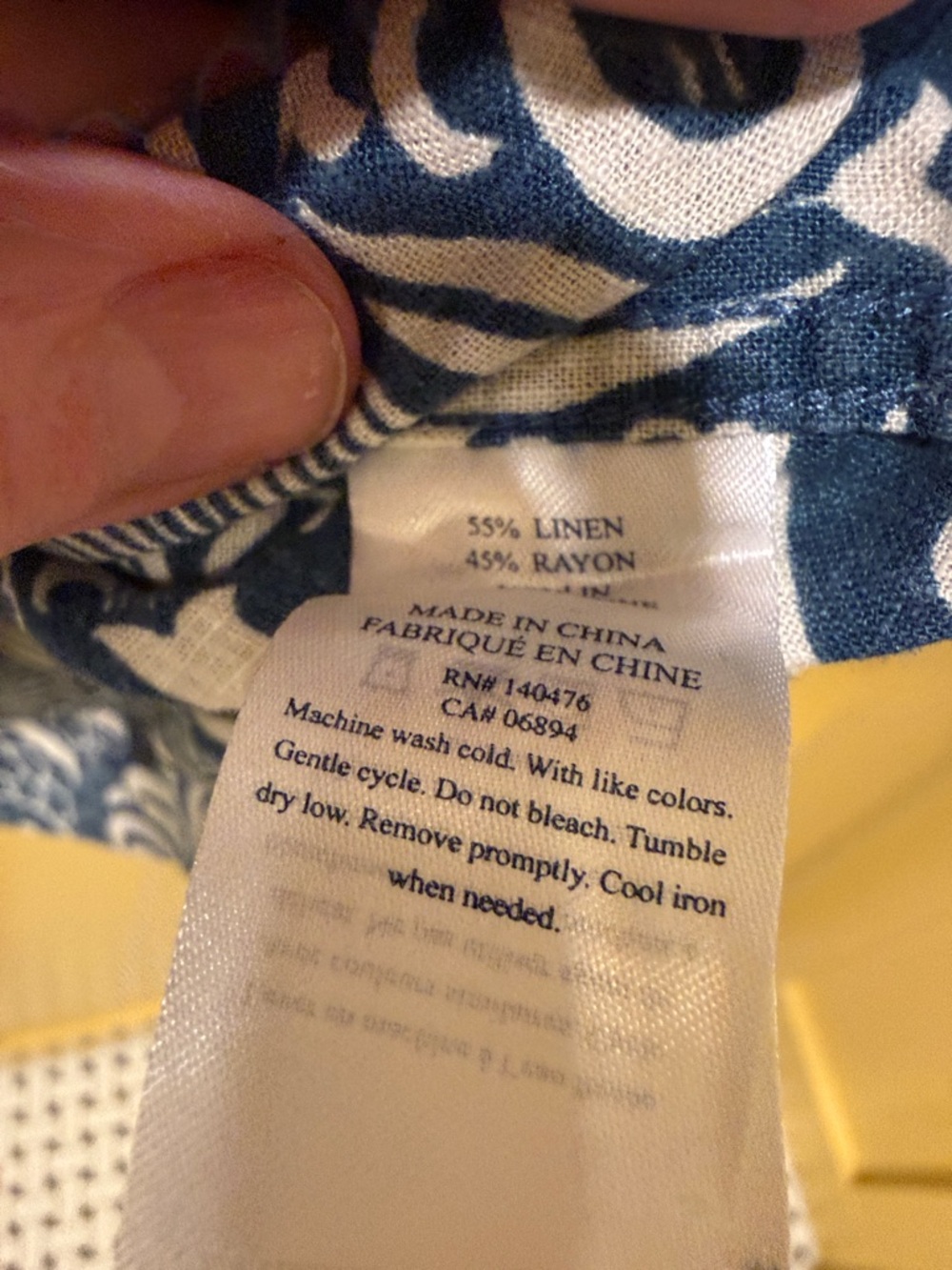 Faherty Blue & White Floral Button-Front Tunic Dress linen , with pockets - Picture 4 of 5